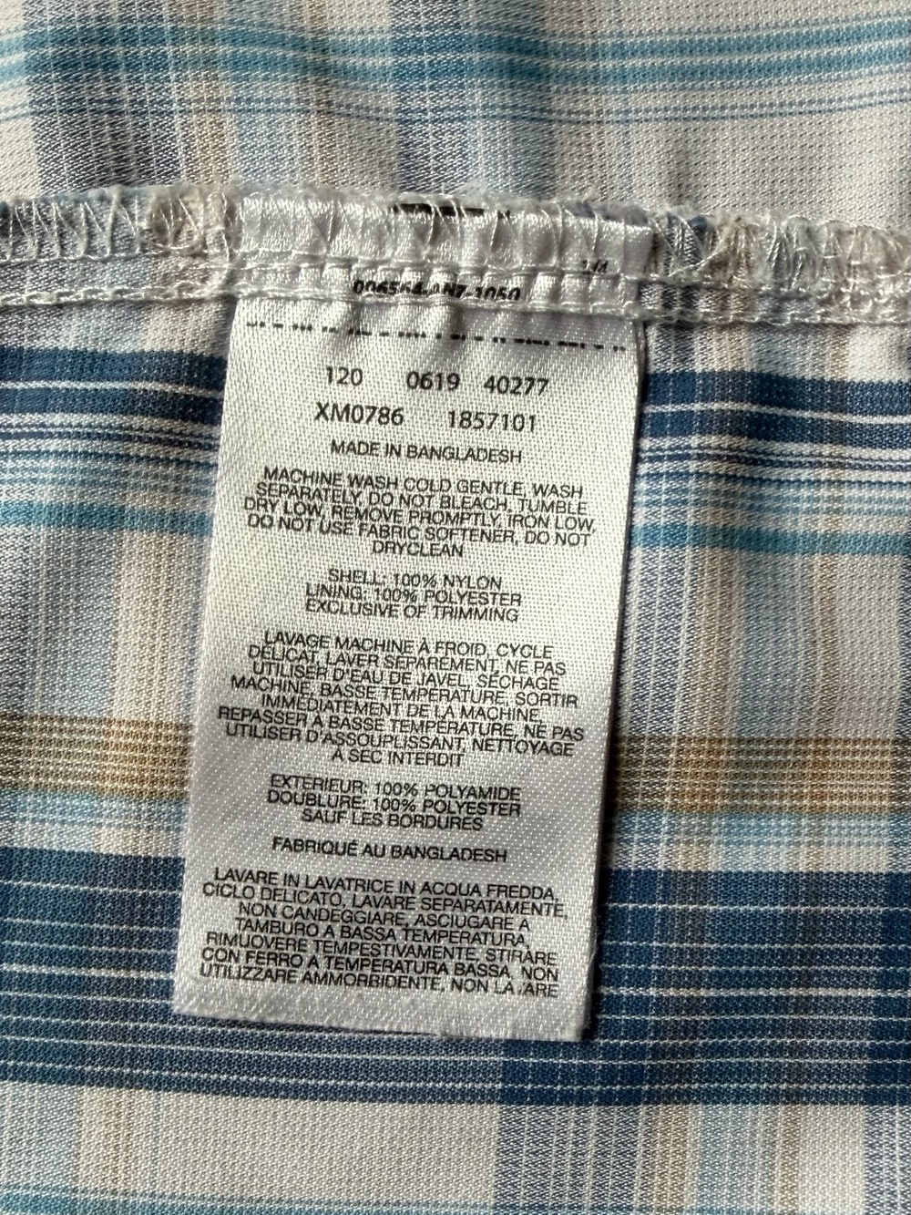 Columbia Beige and Blue Plaid Short-Sleeve Button-Down Shirt - Picture 5 of 5